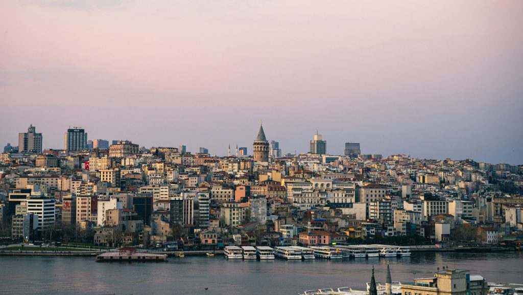 Istanbul skyline with Galata Tower business environment in Turkey