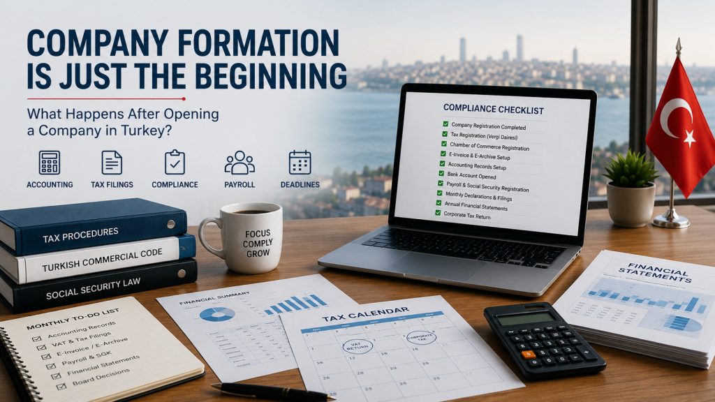 Foreign investor managing accounting, tax and compliance obligations after opening a company in Turkey